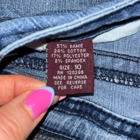 Y2k Angels Jeans Mid Rise Bootcut Flare Medium Wash Faded Size 10 Trashy Vintage - Picture 5 of 6